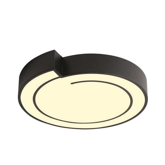 Modernist Acrylic Flushmount Lighting: Whistling LED Ceiling Lamp for Bedroom in Warm/White Light, 18"/21.5" W, White/Black