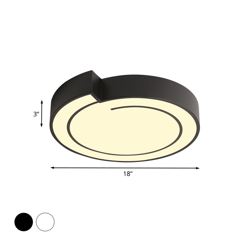 Modernist Acrylic Flushmount Lighting: Whistling LED Ceiling Lamp for Bedroom in Warm/White Light, 18"/21.5" W, White/Black