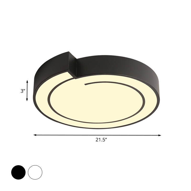 Modernist Acrylic Flushmount Lighting: Whistling LED Ceiling Lamp for Bedroom in Warm/White Light, 18"/21.5" W, White/Black