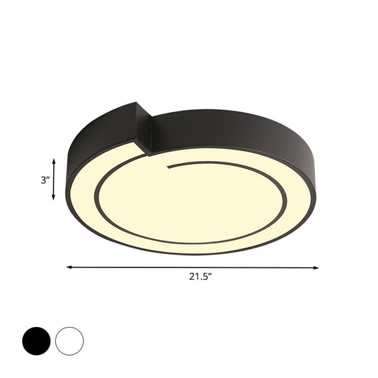 Modernist Acrylic Flushmount Lighting: Whistling LED Ceiling Lamp for Bedroom in Warm/White Light, 18"/21.5" W, White/Black