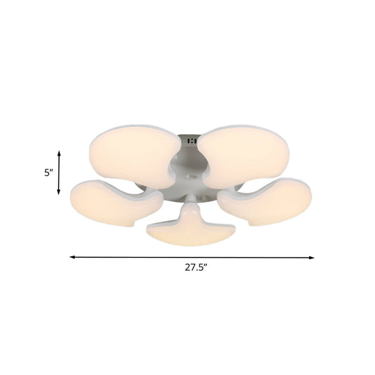 Plafonnier LED blanc moderne avec 3/5 têtes, abat-jour en acrylique - 23,5"/27,5" de large