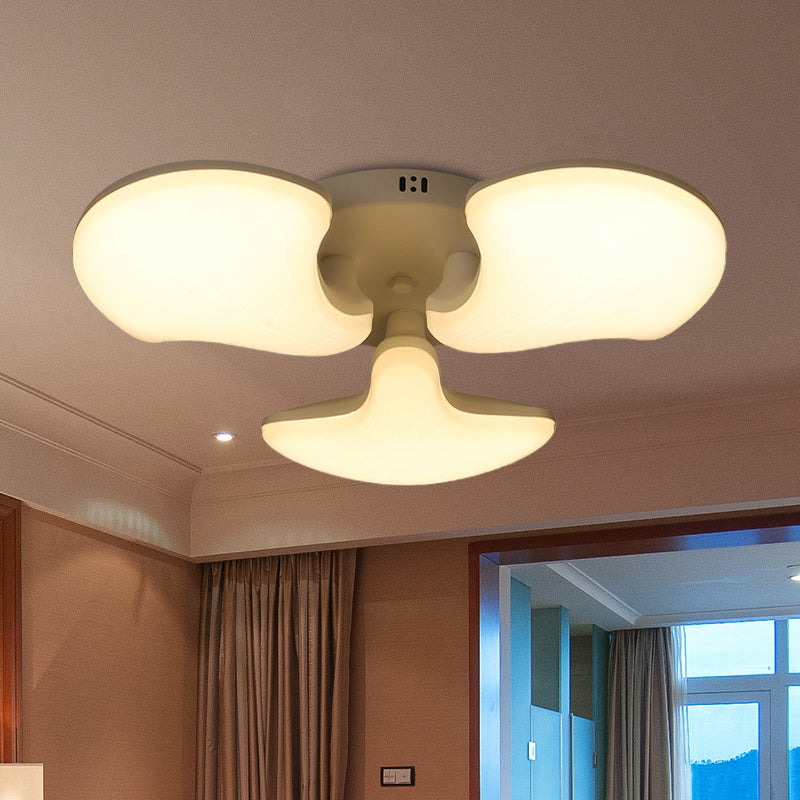 Modern White Led Ceiling Mounted Fixture With 3/5 Heads Shell Acrylic Shade - 23.5/27.5 Wide / 23.5