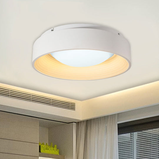Modern LED Flush Mount Drum Ceiling Light for Bedroom, White Acrylic, 18"/23.5" Dia
