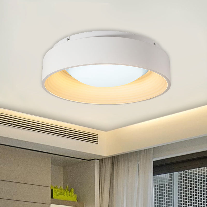 Modern Led Flush Mount Drum Ceiling Light For Bedroom White Acrylic 18/23.5 Dia / 18