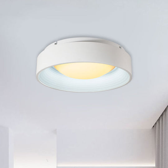 Modern LED Flush Mount Drum Ceiling Light for Bedroom, White Acrylic, 18"/23.5" Dia