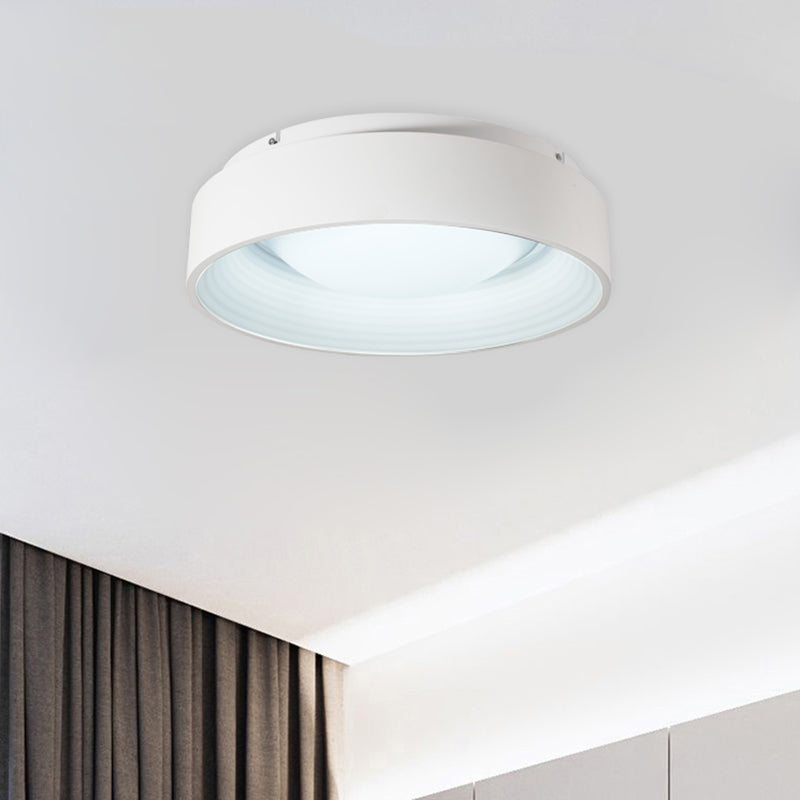 Modern LED Flush Mount Drum Ceiling Light for Bedroom, White Acrylic, 18"/23.5" Dia