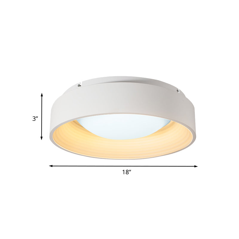 Modern LED Flush Mount Drum Ceiling Light for Bedroom, White Acrylic, 18"/23.5" Dia