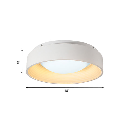 Modern LED Flush Mount Drum Ceiling Light for Bedroom, White Acrylic, 18"/23.5" Dia