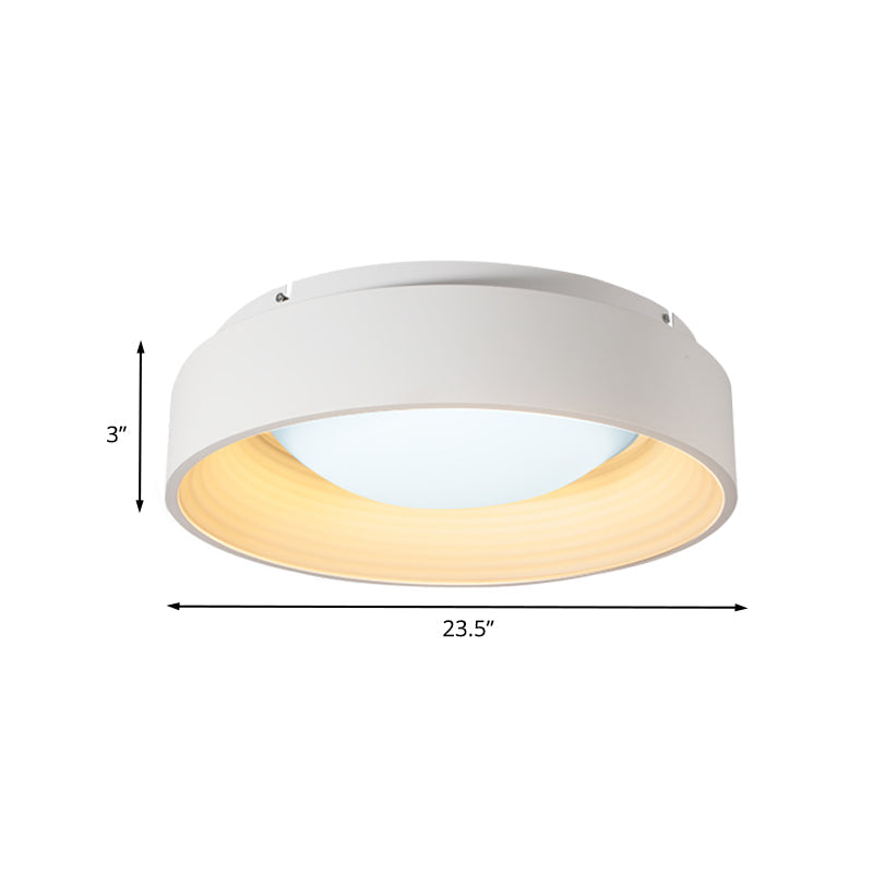 Modern LED Flush Mount Drum Ceiling Light for Bedroom, White Acrylic, 18"/23.5" Dia