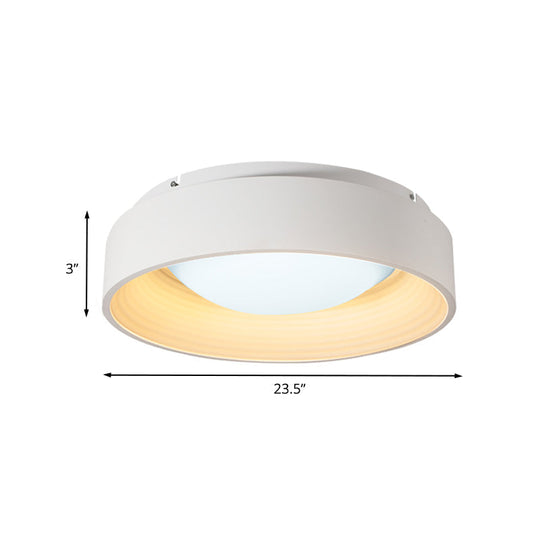 Modern Led Flush Mount Drum Ceiling Light For Bedroom White Acrylic 18/23.5 Dia