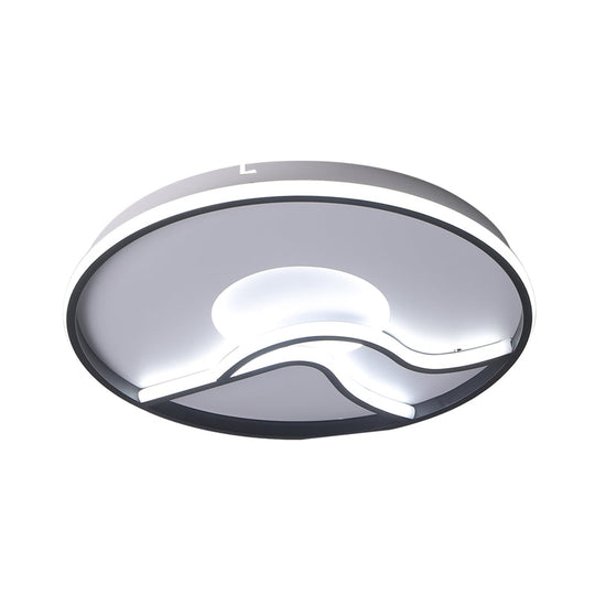 Plafonnier encastré à LED en finition noire avec lumière blanche/chaude pour chambre minimaliste - 16,5"/20,5" de large