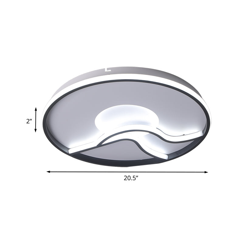 Plafonnier encastré à LED en finition noire avec lumière blanche/chaude pour chambre minimaliste - 16,5"/20,5" de large