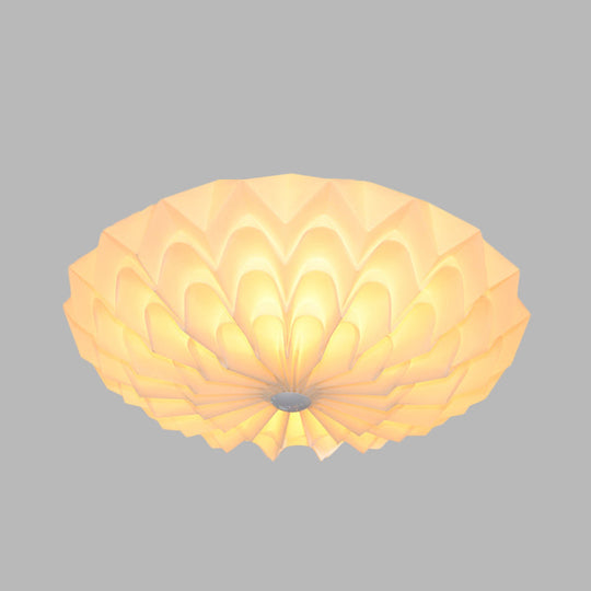 Luminaire encastré à finition blanche moderniste avec abat-jour en acrylique à bol pliable - Lampe de chambre à coucher à 3 têtes