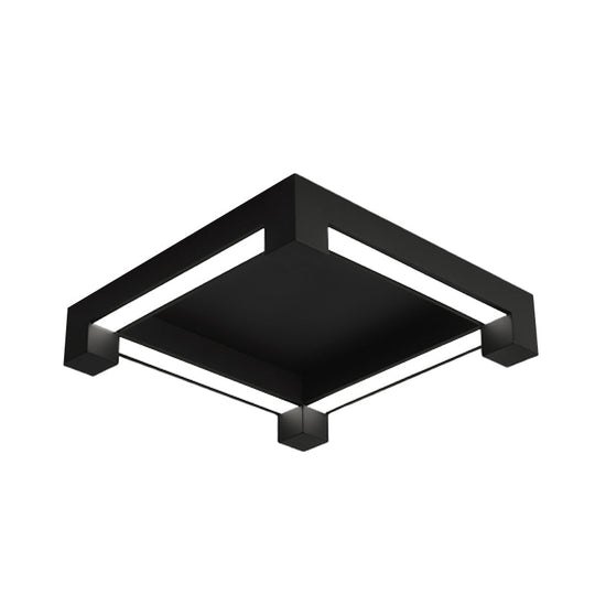 Modern Black Square LED Ceiling Flush Mount Light Fixture for Bedroom
