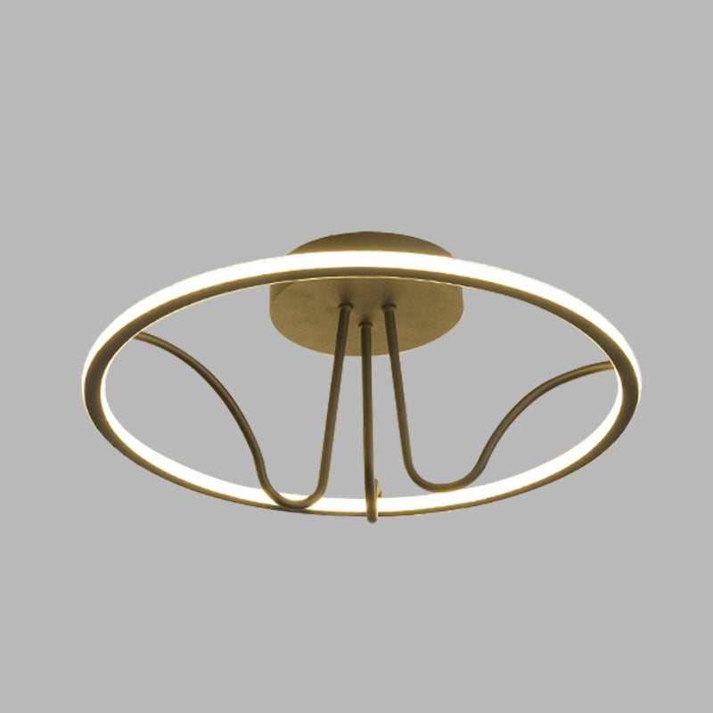 Black Acrylic LED Flush Ceiling Lamp - Minimalist Circular Semi Flush Mount Light for Bedroom