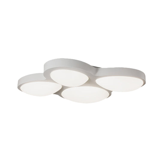 Modern White Led Flush Ceiling Light With Acrylic Shade - 4 Heads
