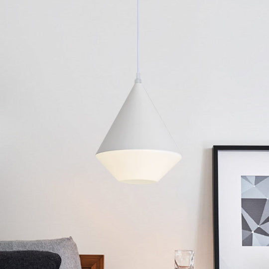 Diamond Led Acrylic Pendant Light Fixture - Modern White Suspension Lamp For Dining Table