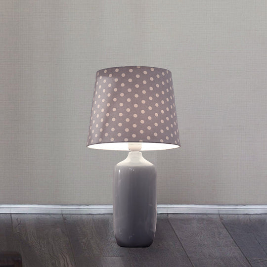 Modern 1-Head Bedroom Night Table Light With Tapered Fabric Shade Vibrant Pink/Blue/Green Finish