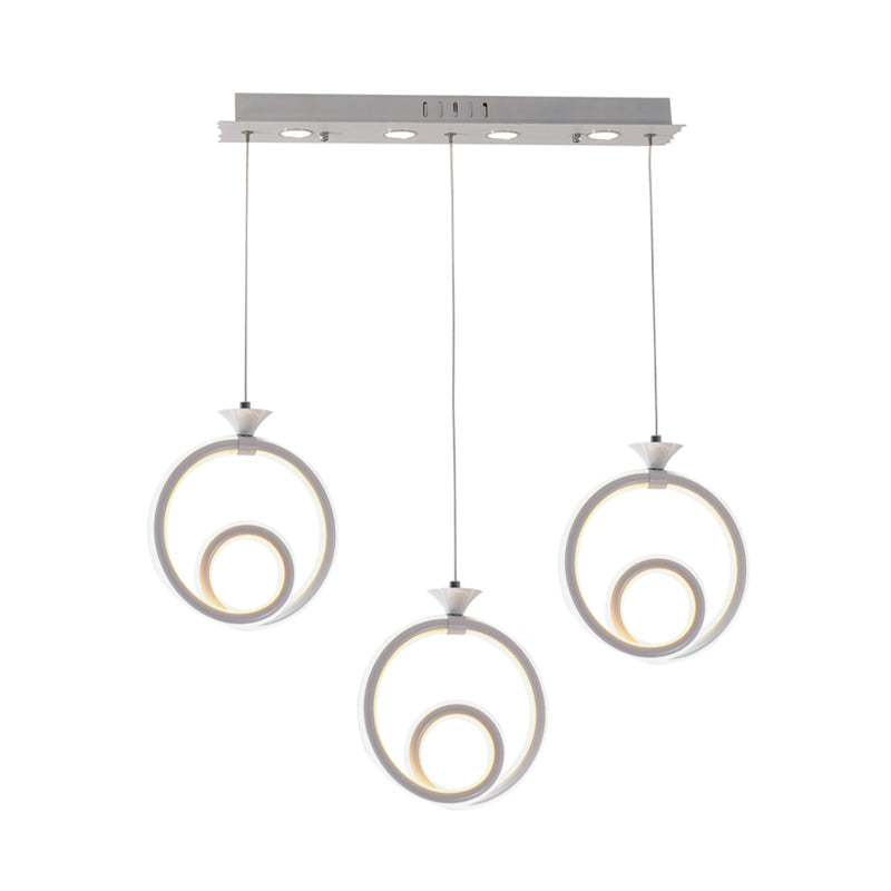 Contemporary Acrylic Twisted Ring Pendant Light With 3 Lights In White/Warm/Natural