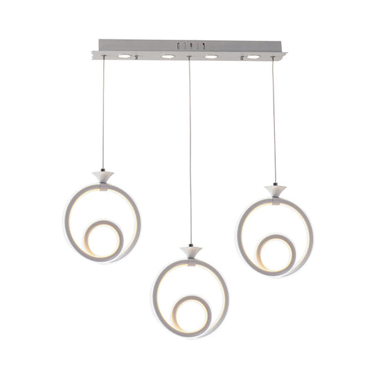 Contemporary Acrylic Twisted Ring Pendant Light With 3 Lights In White/Warm/Natural