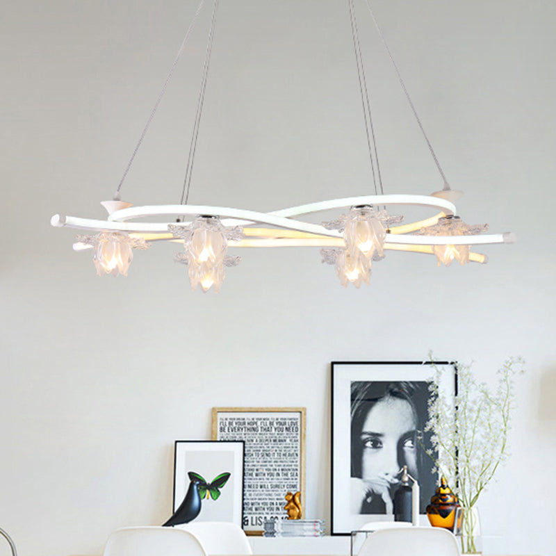 Contemporary 6-Head Led Pendant Light With Twisted Acrylic Floral Shade & Multi Options White /