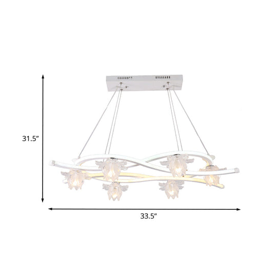 Contemporary 6-Head Led Pendant Light With Twisted Acrylic Floral Shade & Multi Options