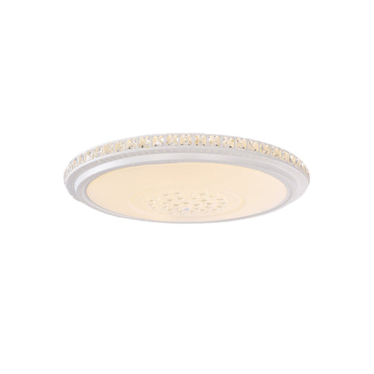 Modern LED Ceiling Flush Light with Crystal Detail, White, Warm/White Light, 12"/16"/19.5" Dia.