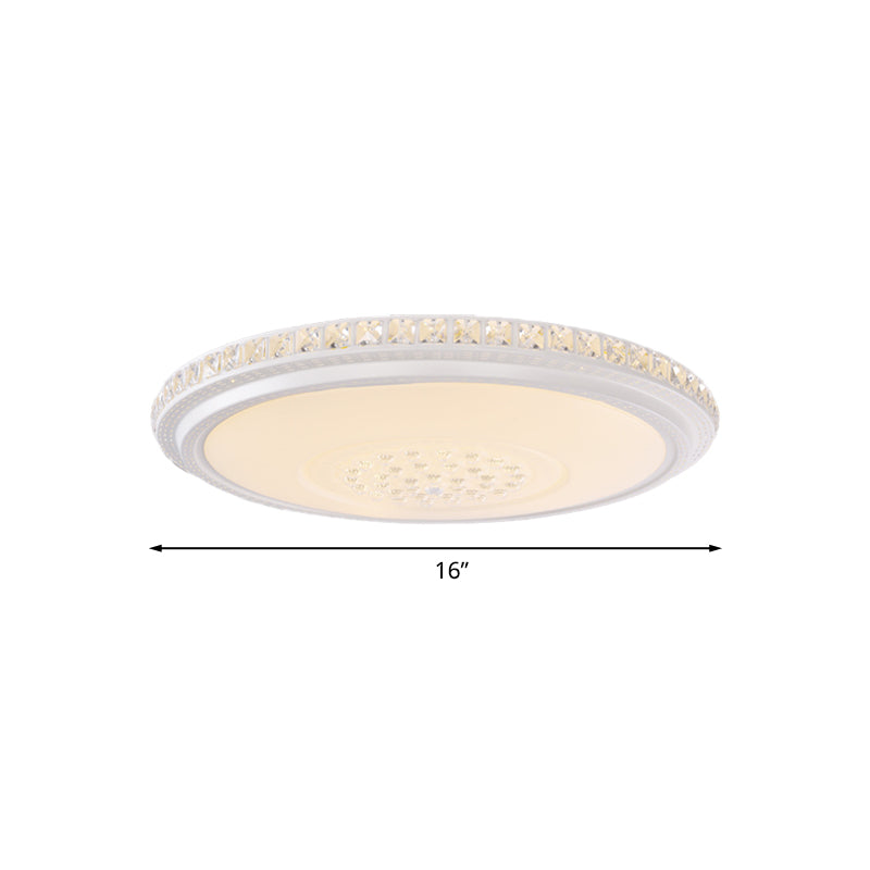 Modern Led Ceiling Flush Light With Crystal Detail White Warm/White 12/16/19.5 Dia.