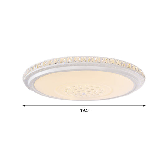 Modern Led Ceiling Flush Light With Crystal Detail White Warm/White 12/16/19.5 Dia.