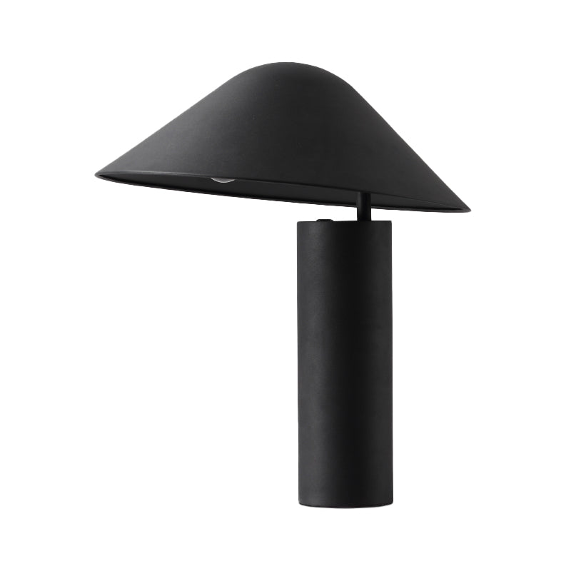 Modern Aluminum Led Mushroom Table Light - Black Bedside Desk Lamp With Iron Cylinder Base