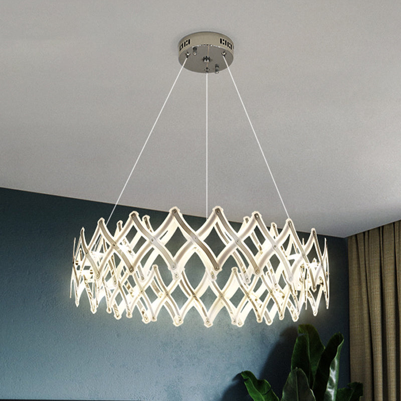 Lustre contemporain à LED en acrylique - Grille de 31,5"/23,5" de largeur, chrome/or, lumière chaude/blanche