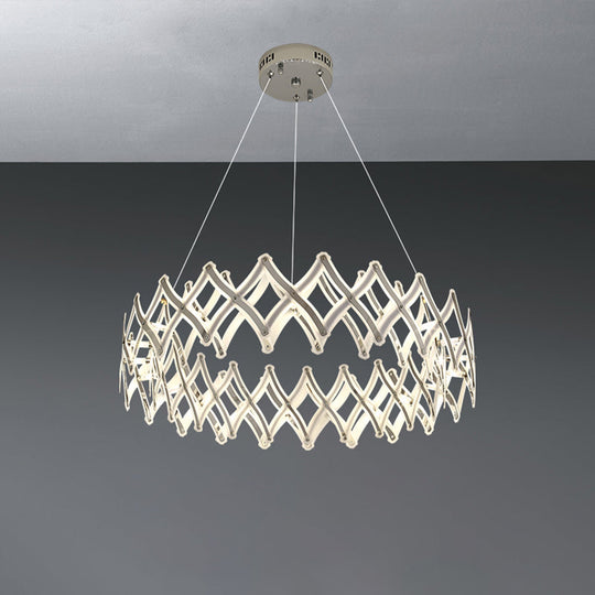 Lustre contemporain à LED en acrylique - Grille de 31,5"/23,5" de largeur, chrome/or, lumière chaude/blanche