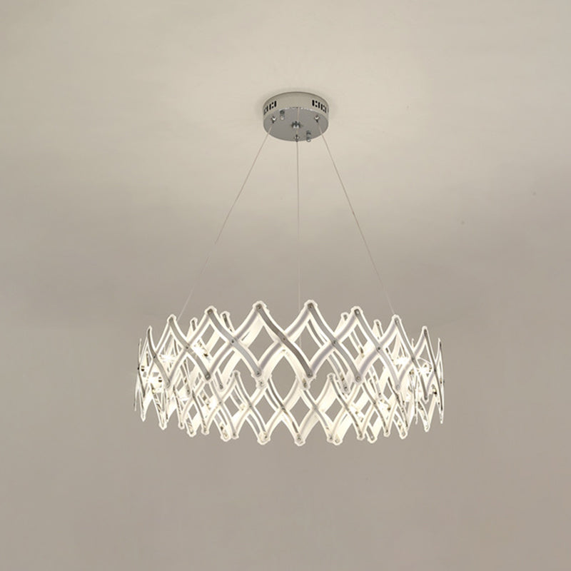 Lustre contemporain à LED en acrylique - Grille de 31,5"/23,5" de largeur, chrome/or, lumière chaude/blanche