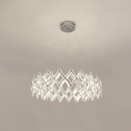 Lustre contemporain à LED en acrylique - Grille de 31,5"/23,5" de largeur, chrome/or, lumière chaude/blanche