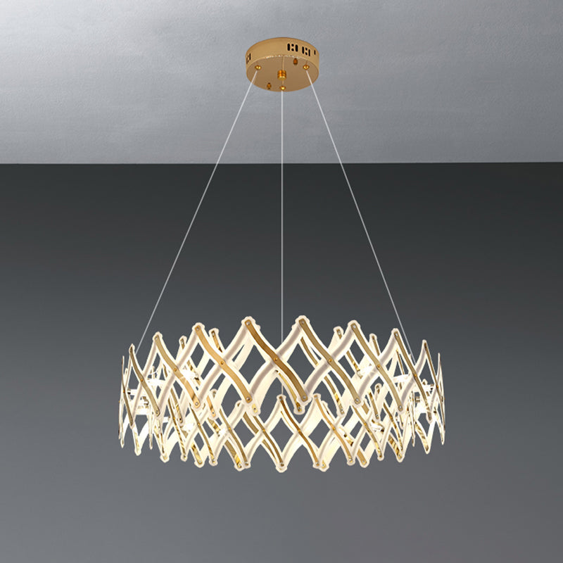 Lustre contemporain à LED en acrylique - Grille de 31,5"/23,5" de largeur, chrome/or, lumière chaude/blanche