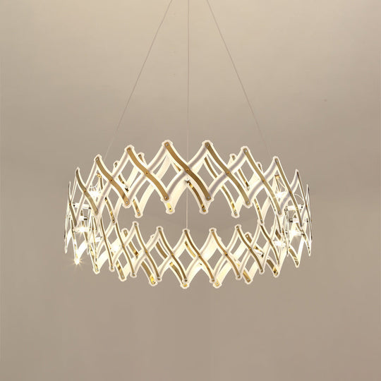 Lustre contemporain à LED en acrylique - Grille de 31,5"/23,5" de largeur, chrome/or, lumière chaude/blanche