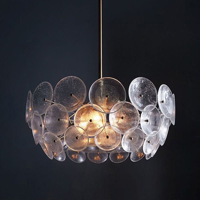 Gold Acrylic Circle Chandelier - Modern 3-Bulb Pendant Light