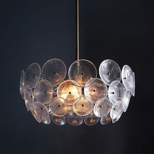 Gold Acrylic Circle Chandelier - Modern 3-Bulb Pendant Light