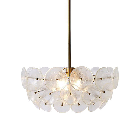Gold Acrylic Circle Chandelier - Modern 3-Bulb Pendant Light