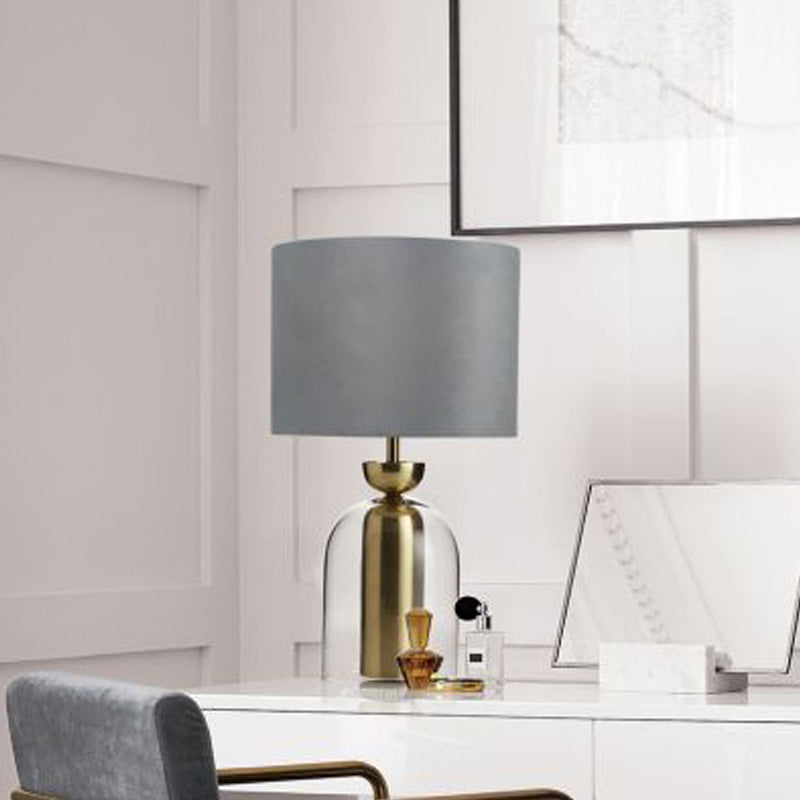 Contemporary Gold Bell Table Light With Clear Glass Shade - Elegant Bedside Desk Lamp