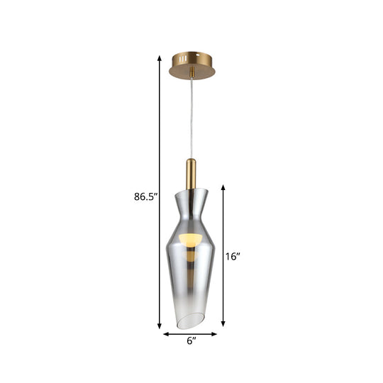 Smoke Gray Glass Modern Hanging Led Pendant Lamp For Dining Room