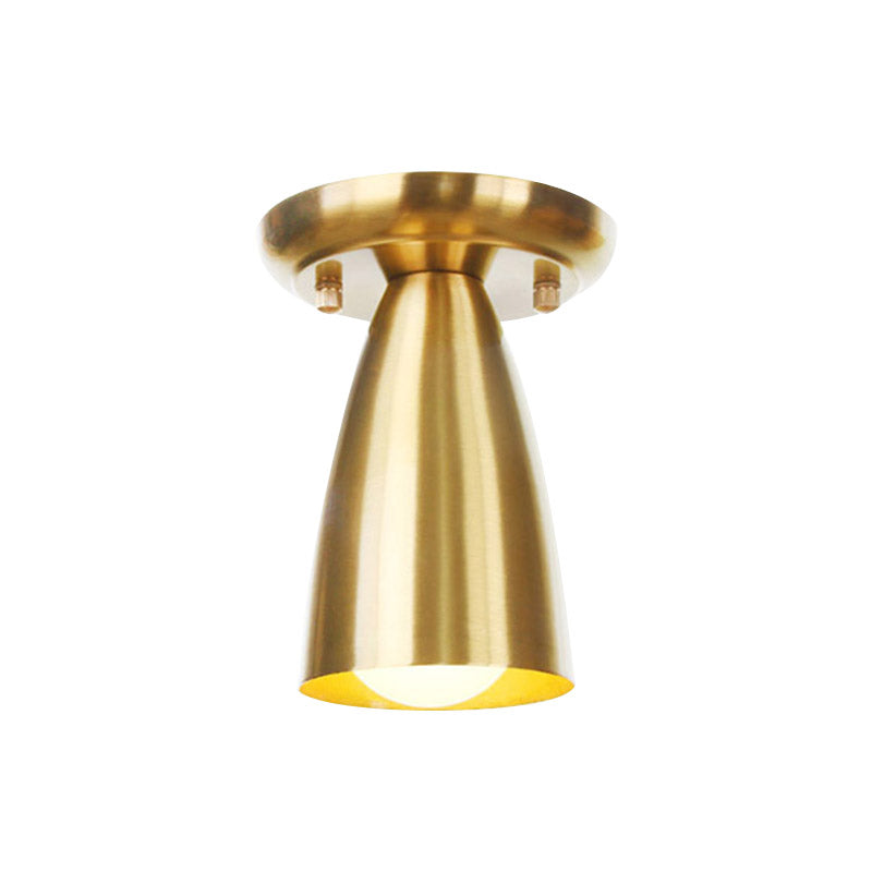 Gold Finish Metal Tubular Industrial Ceiling Flush Mount With 1 Head Ideal For Foyer Lighting