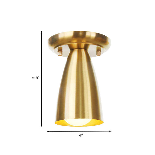 Gold Finish Metal Tubular Industrial Ceiling Flush Mount with 1 Head, Ideal for Foyer Lighting
