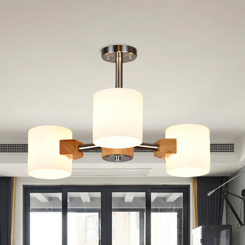 Modern Chrome Semi Flush Ceiling Lamp with White Glass - 2/3 Lights - Living Room Lighting