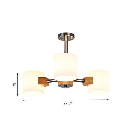 Modern Chrome Semi Flush Ceiling Lamp with White Glass - 2/3 Lights - Living Room Lighting