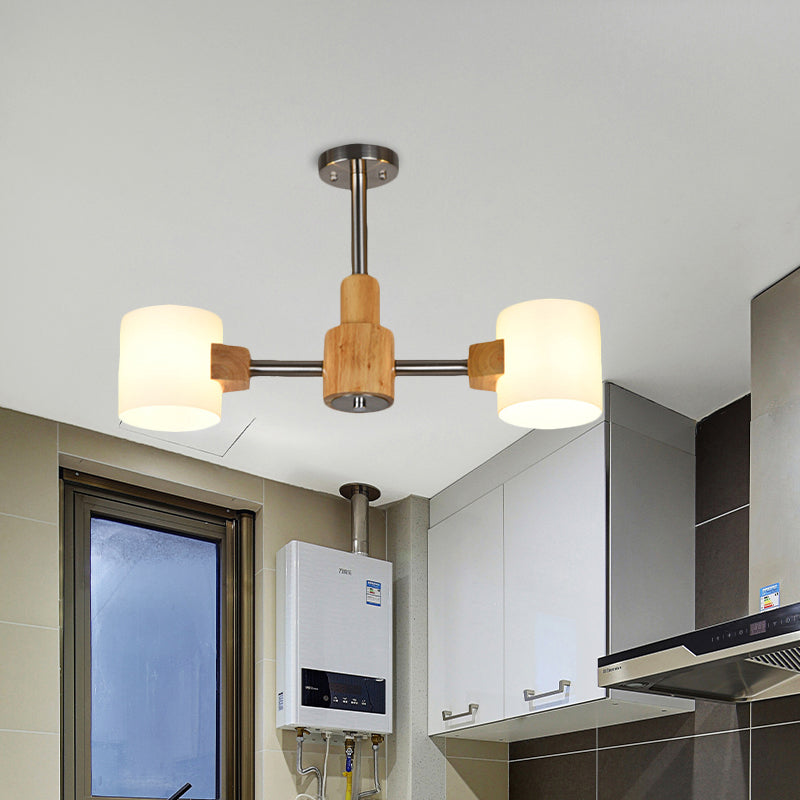 Modern Chrome Semi Flush Ceiling Lamp with White Glass - 2/3 Lights - Living Room Lighting
