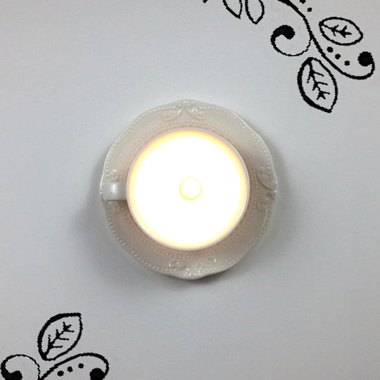 Modern White Coffee Cup Flushmount Light - 1 Head Gypsum LED Ceiling Fixture