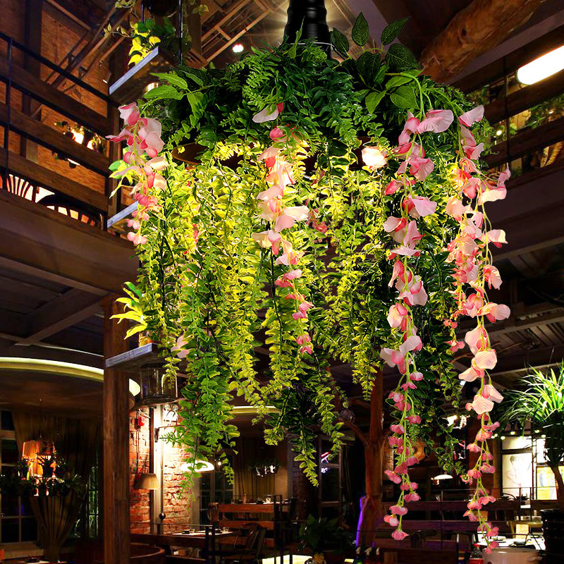 Iron Barn Down Lighting Pendant - Industrial Factory 1 Bulb Ceiling Fixture With Plant Decor Ideal