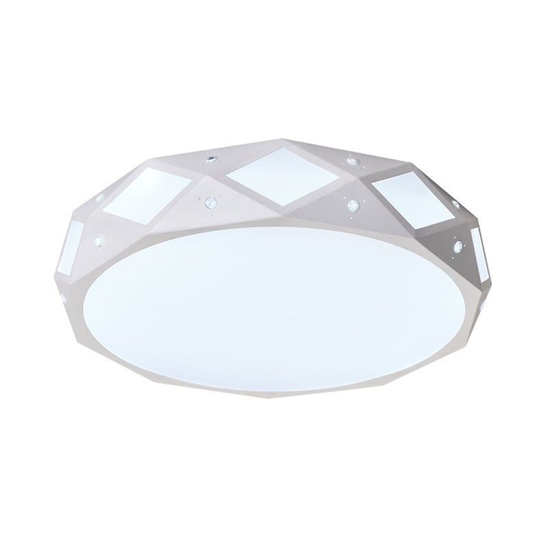 Contemporary Metallic Drum Flush Ceiling Light Fixture - LED White/Warm Light