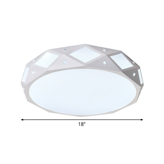 Contemporary Metallic Drum Flush Ceiling Light Fixture - LED White/Warm Light